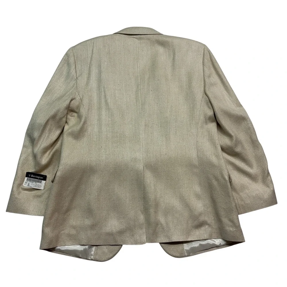 NEW vtg Barrington 46R Cream Ivory 100% Silk Blazer Jacket Sport Suit Coat Mens